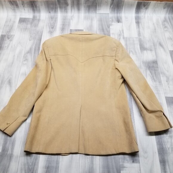 ✅VTG Goldwaters Blazer Mens Beige Custom Fabric Jacket Western Style Coat 21”/31 - Picture 12 of 14